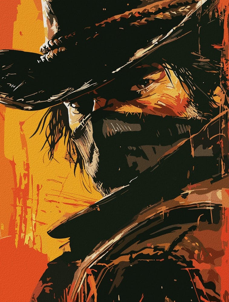 Mystischer Gesetzloser feuriger Western-Blick