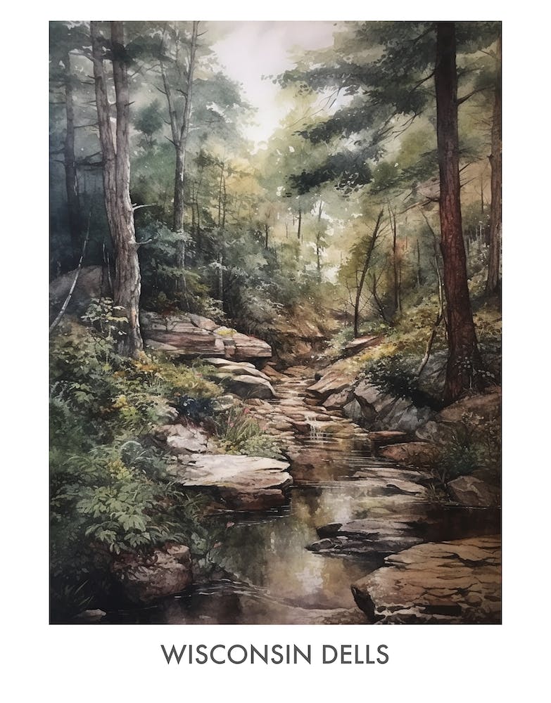 Wisconsin Dells Watercolor 4travel Poster
