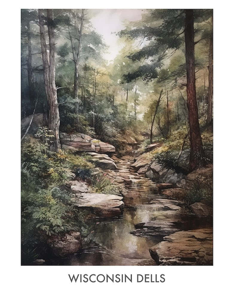 Wisconsin Dells Watercolor 4travel Poster