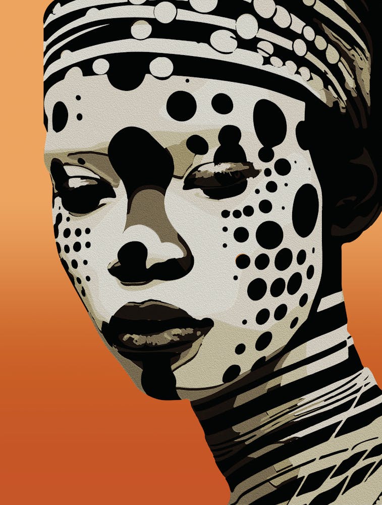 Monochrome Tribal Woman Portrait Art