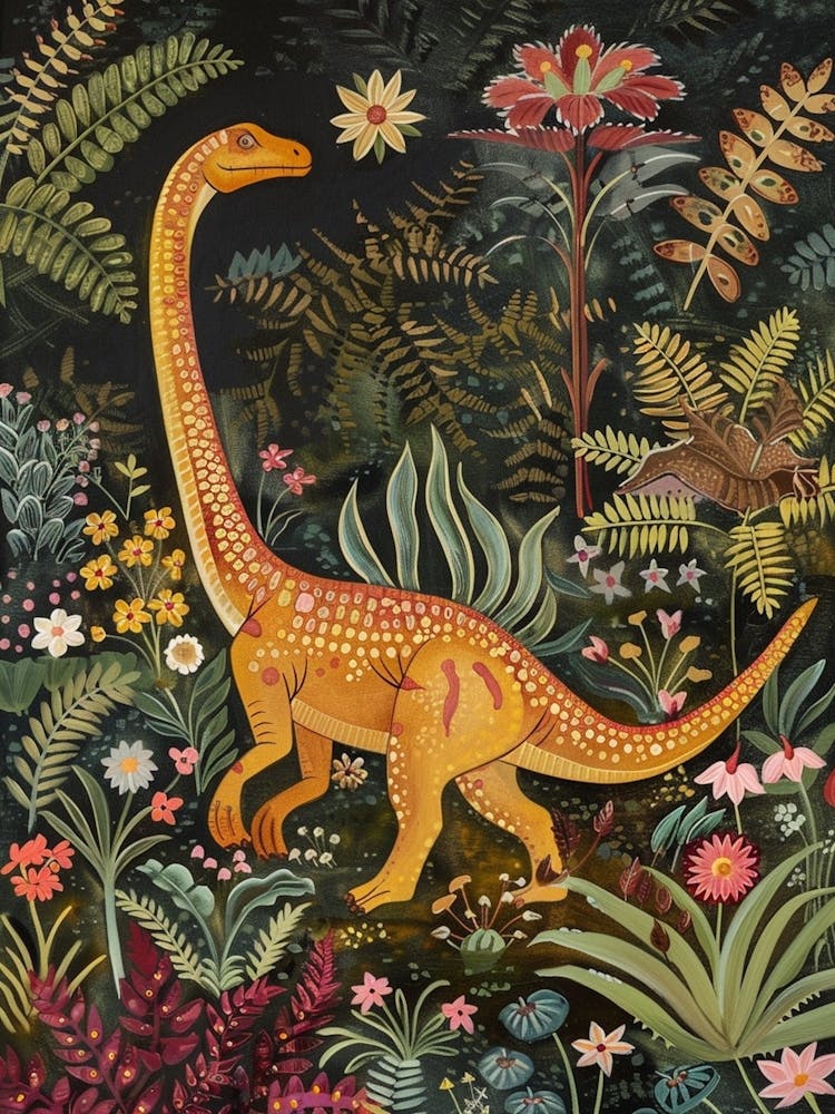 Dinosaure Dans La Prairie Peinture 3