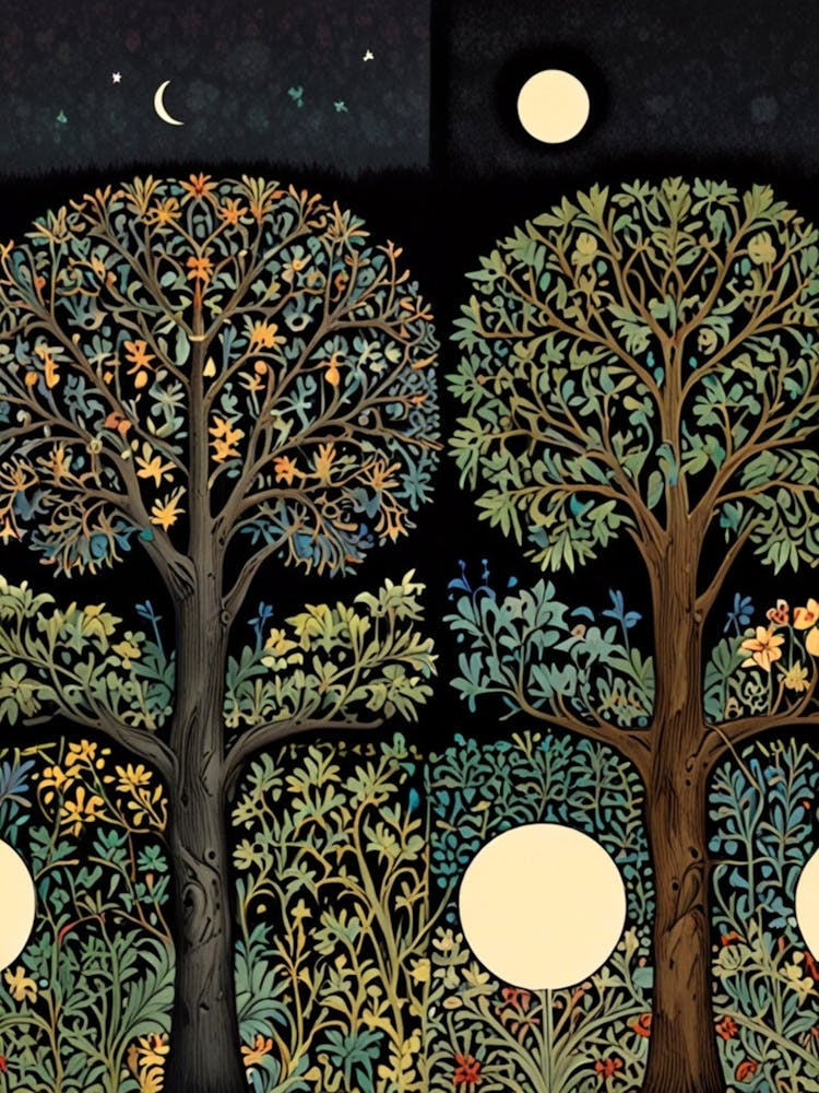 William Morris Three Trees At Night 2