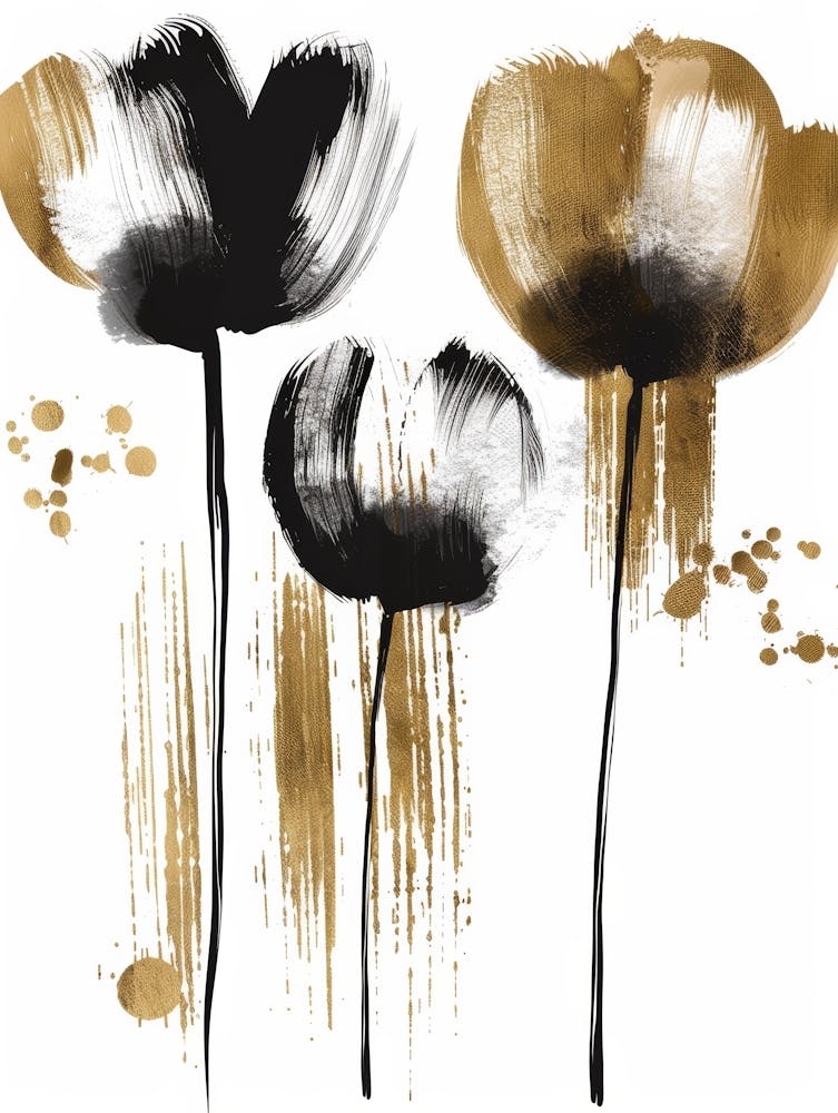 Black And Gold Poppies