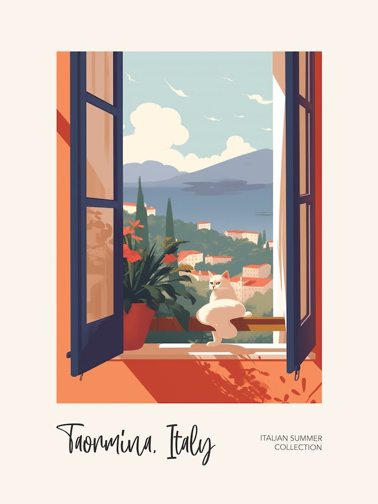 Taormina Cat On A Window 2 Italian Summer Collection