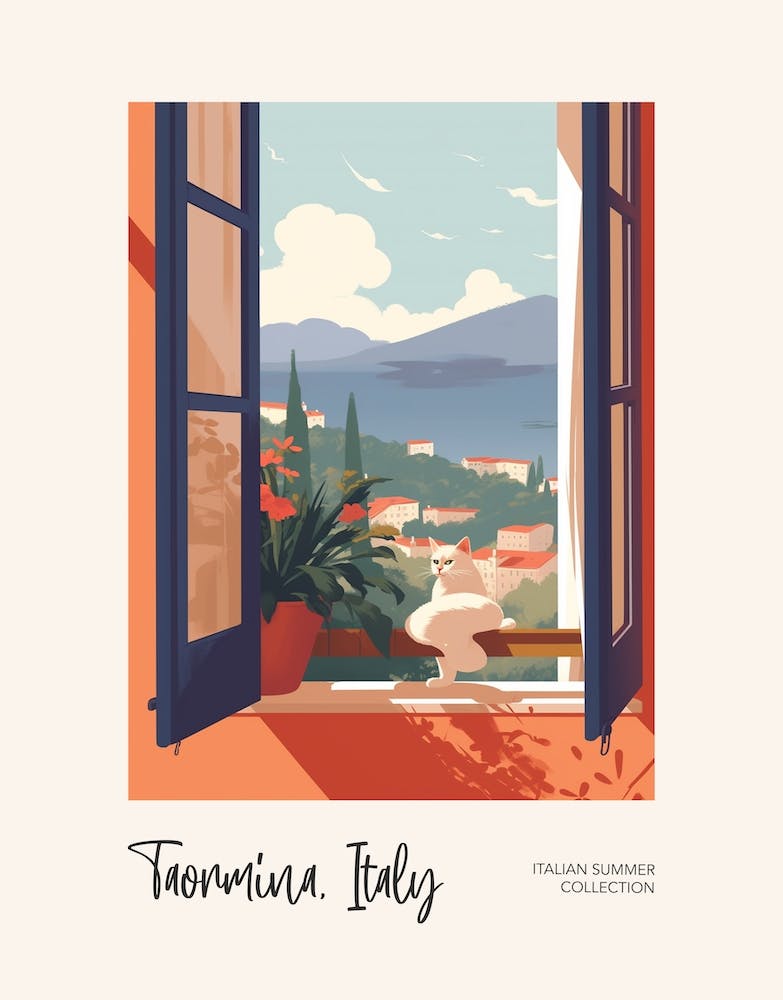 Taormina Cat On A Window 2 Italian Summer Collection