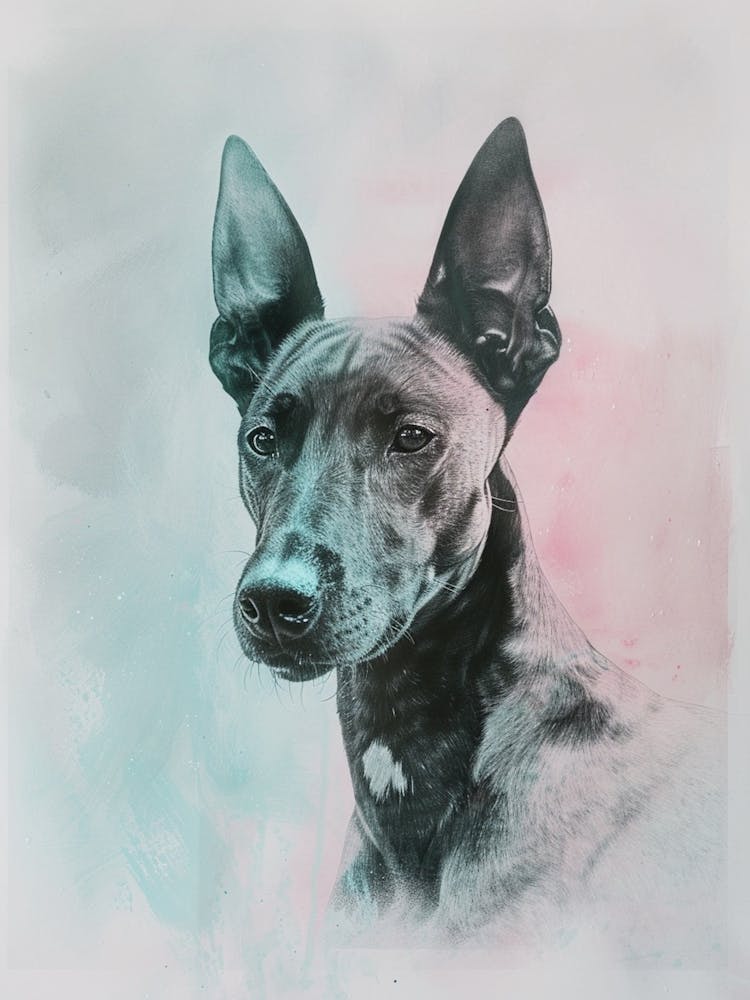 Cirneco Of Etna Dog Pastel Line Illustration