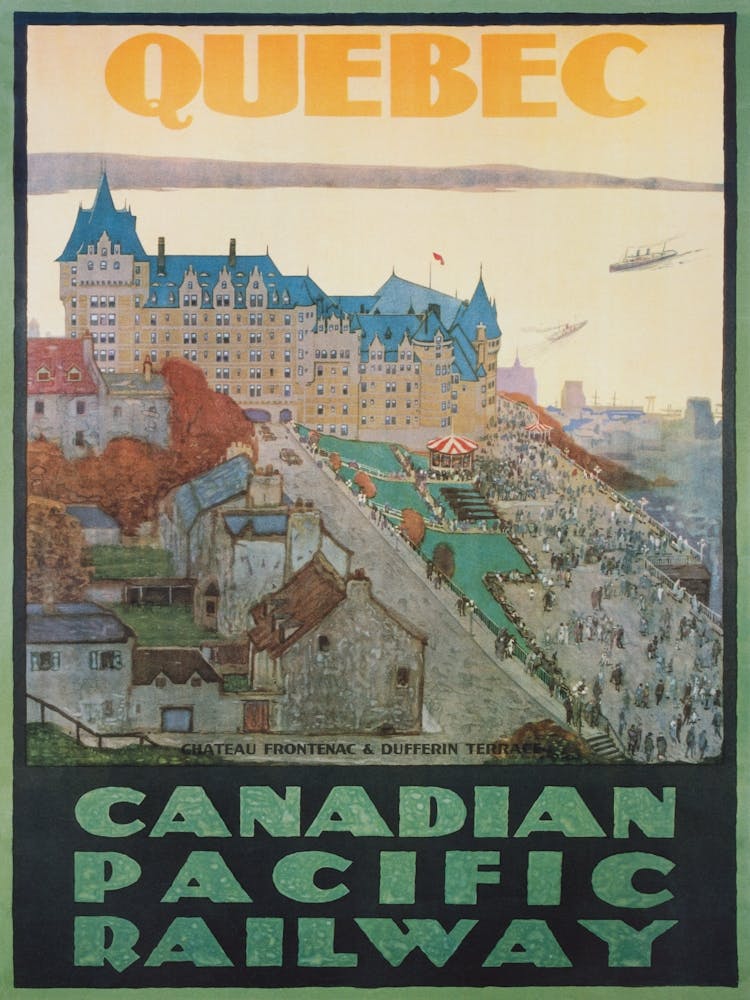 Quebec Canada, Chateau Frontenac, Vintage Travel Poster