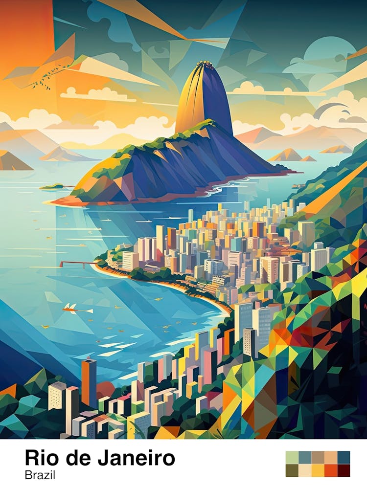 Rio De Janeiro, Brazil, Geometric Illustration 3 Poster
