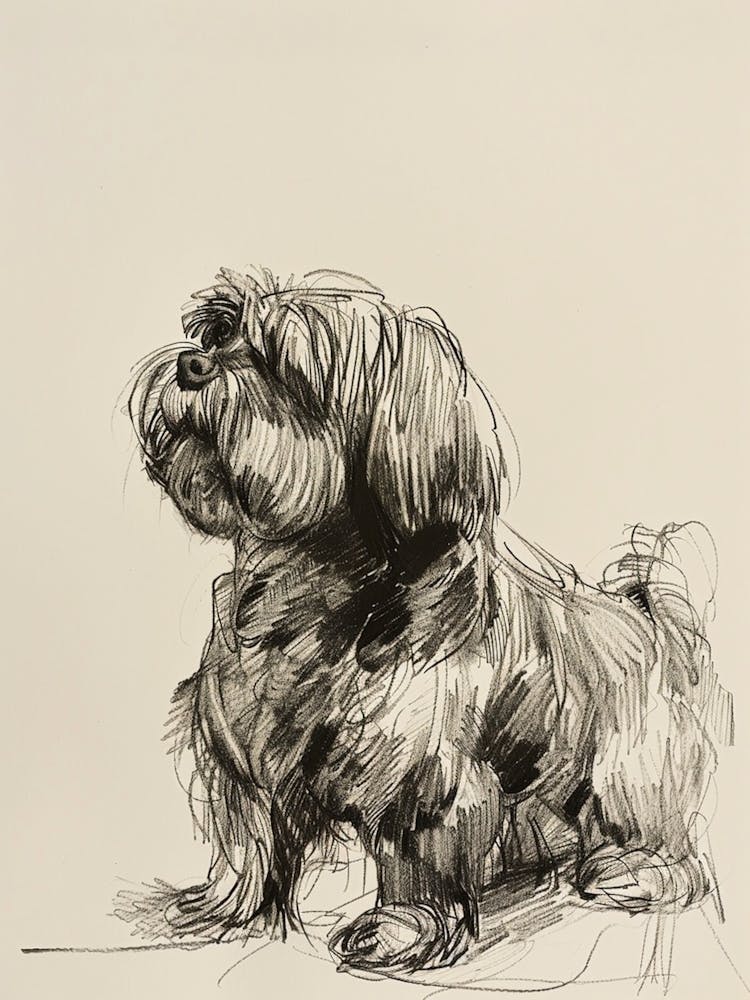 Lhasa Apso Dog Line Sketch 1
