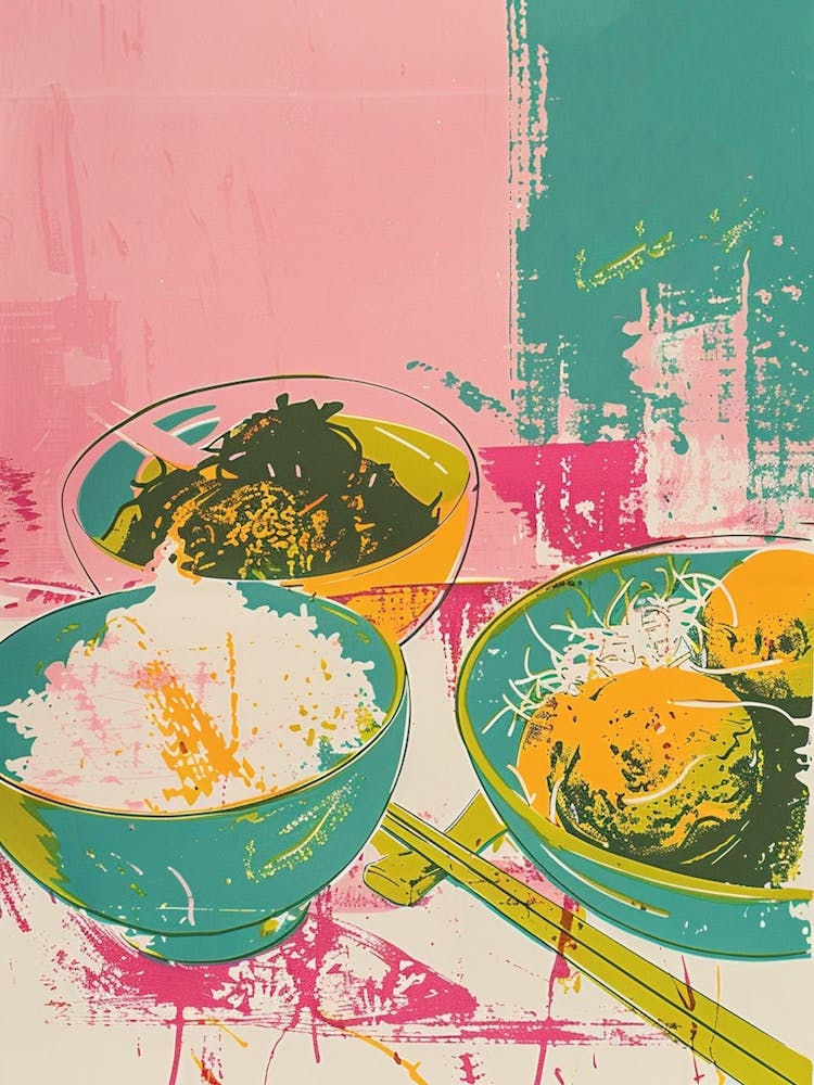 Japanese Food Abstract Silk Screen Inspired