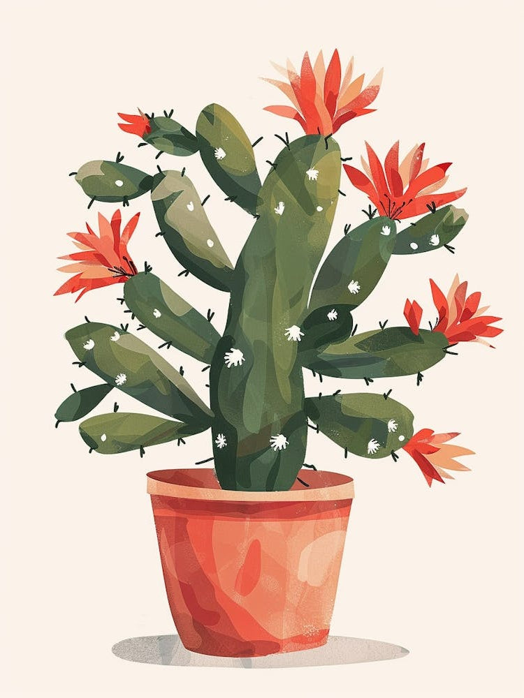 Christmas Cactus Plant Minimalist Illustration 6