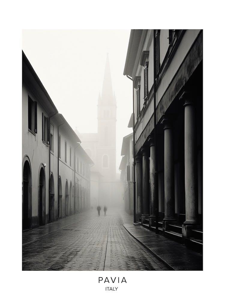 Poster Of Pavia, Italy, Black And White Analogue Photography 3