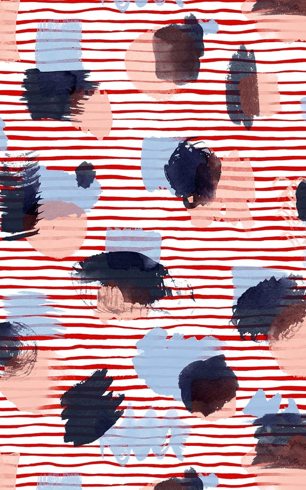 Watercolor Stains Stripes Red