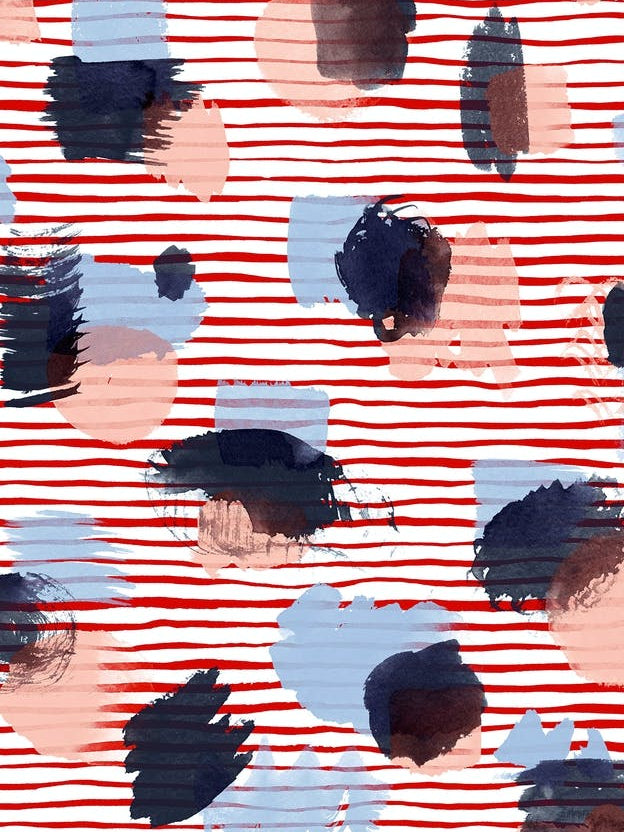 Watercolor Stains Stripes Red