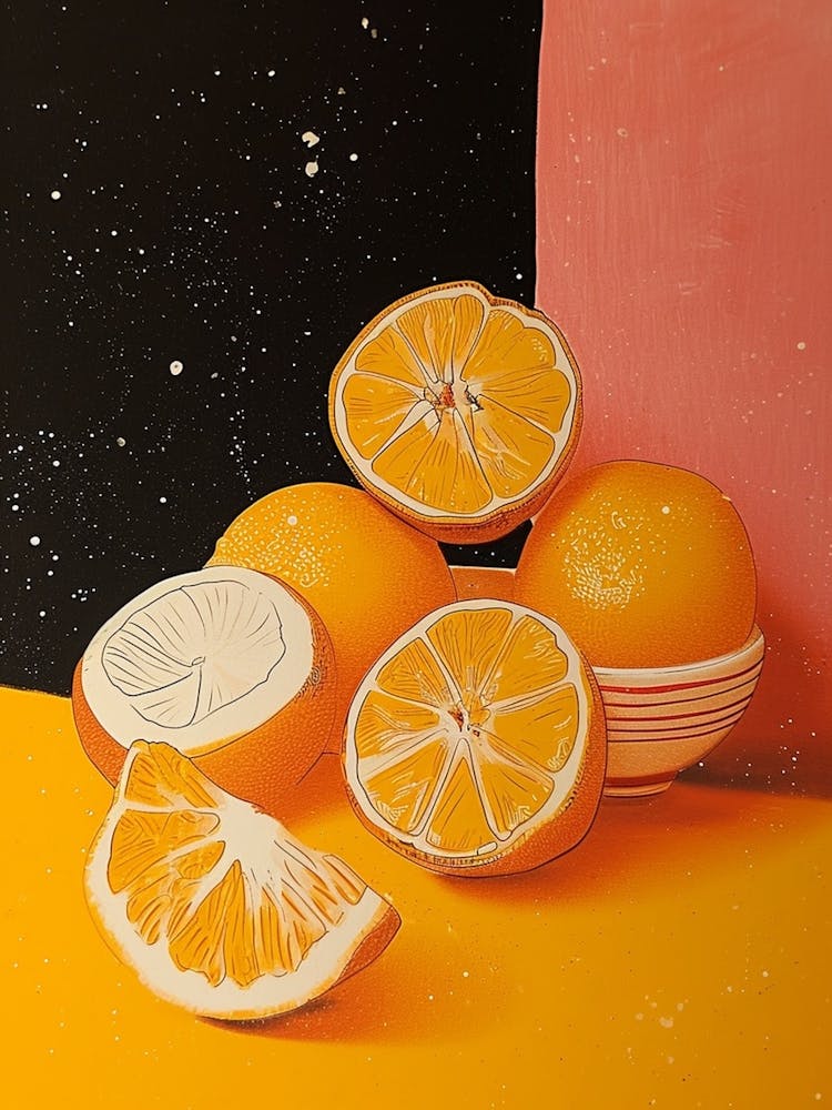 Art Deco Geometric Orange Still Life