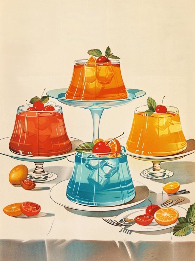 Fruity Jelly Vintage Cookbook Illustration