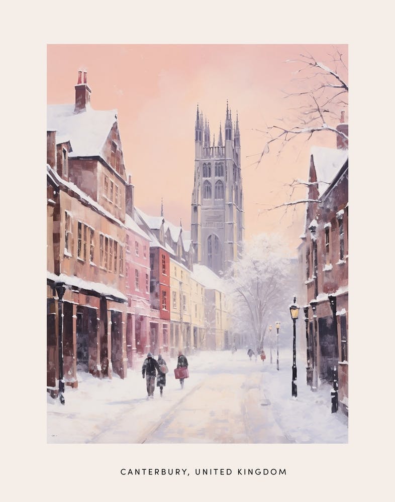 Dreamy Winter Painting Poster Canterbury United Kingdom 3