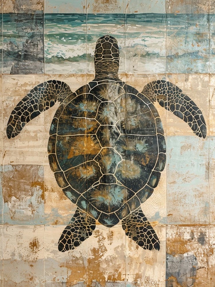 Textured Tile Sea Turtle