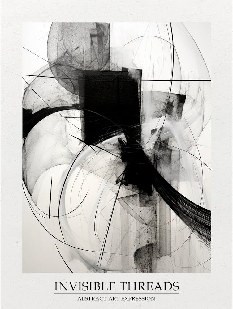 Invisible Threads Abstract Black And White 8 Poster