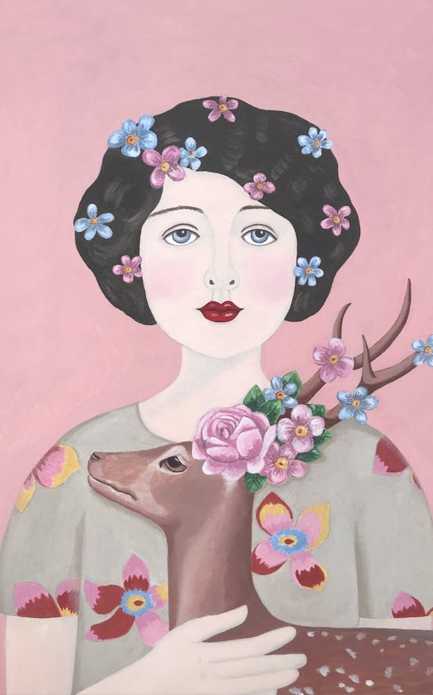 Woman And Deer