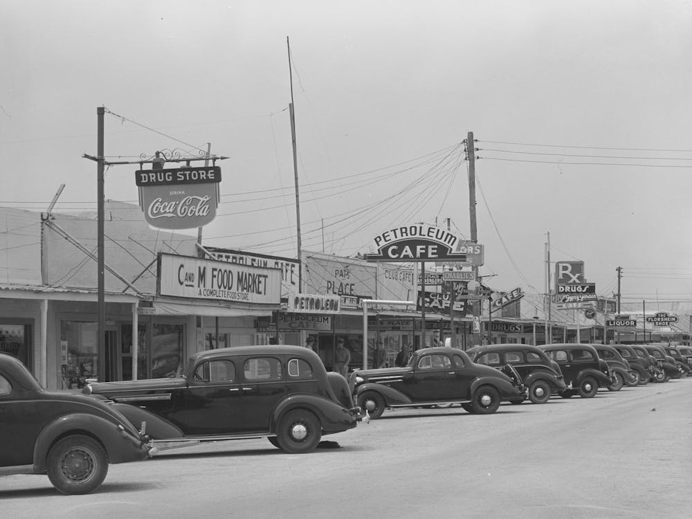 Main Street Of Crane, Texas By Russell Lee