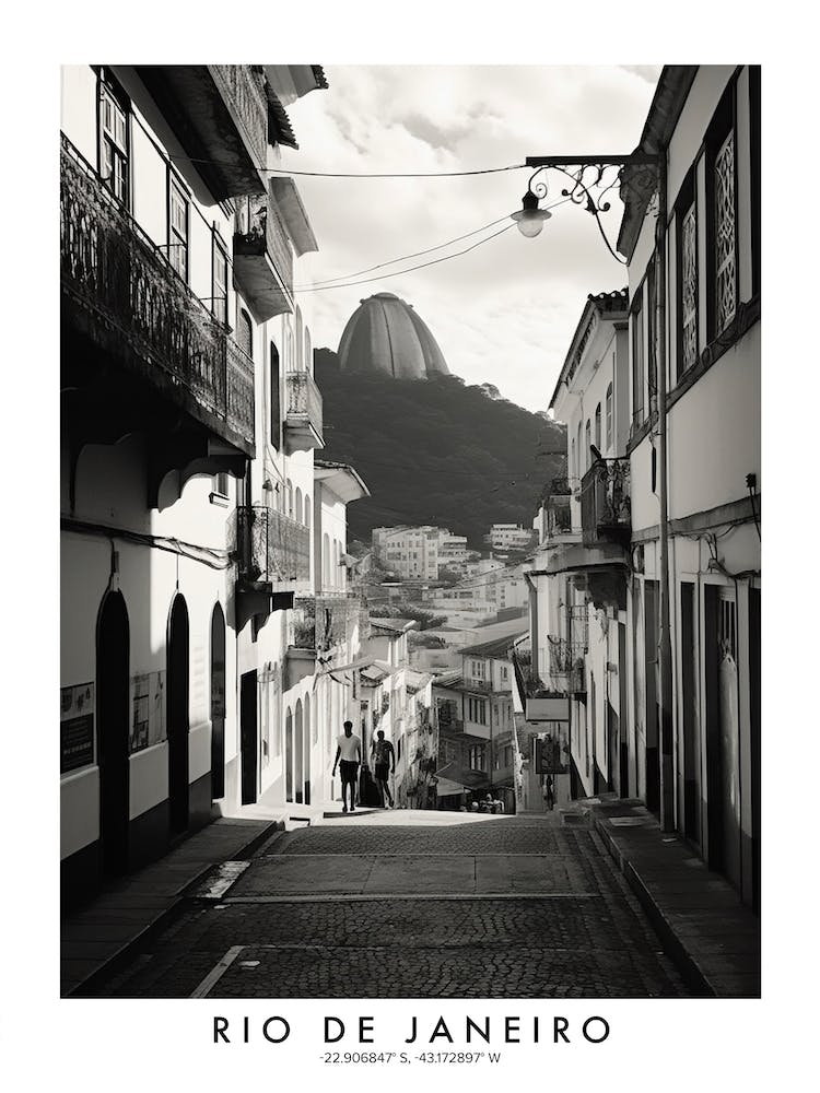 Poster Of Rio De Janeiro, Black And White Analogue Photograph 2