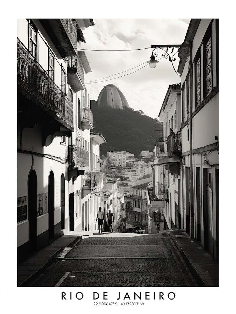 Poster Of Rio De Janeiro, Black And White Analogue Photograph 2