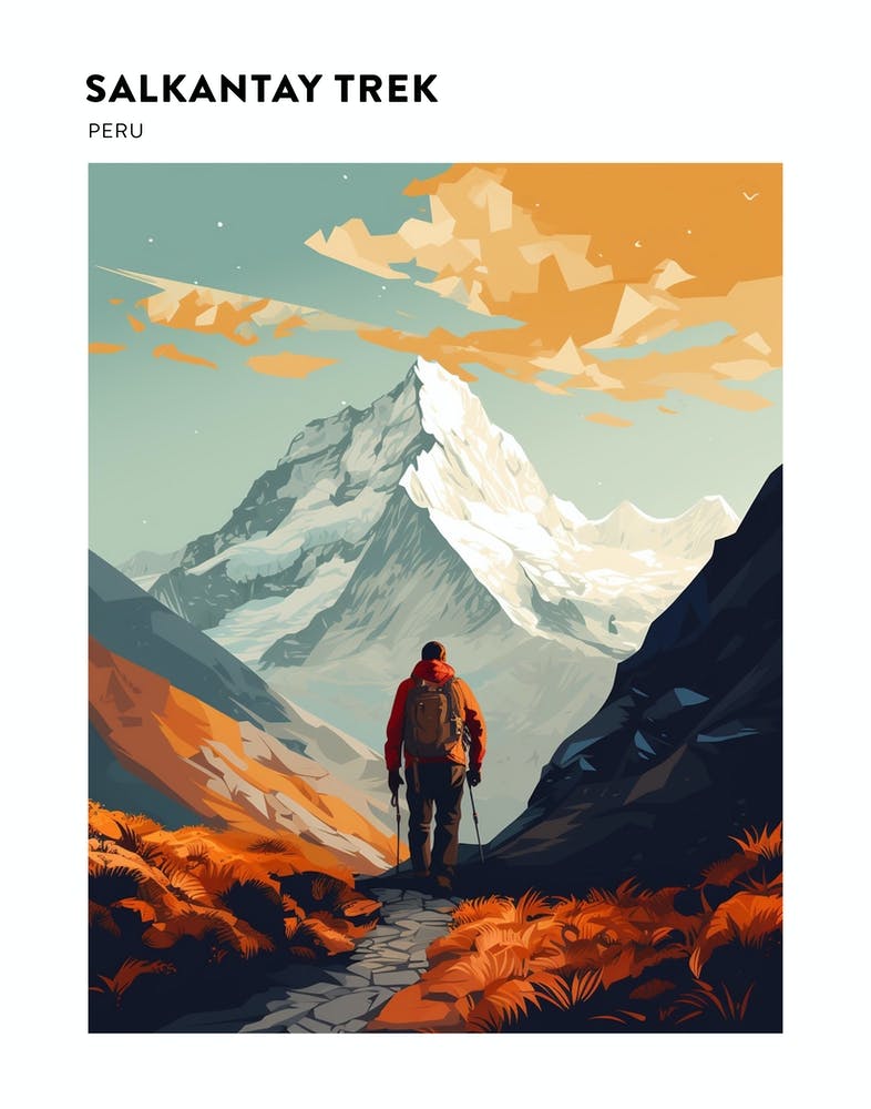 Salkantay Trek Peru 4 Hiking Trail Landscape Poster