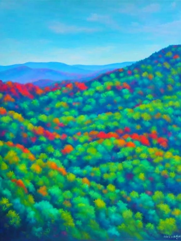 Great Smoky Mountains National Park United States Of America Blue Oil Painting 1 