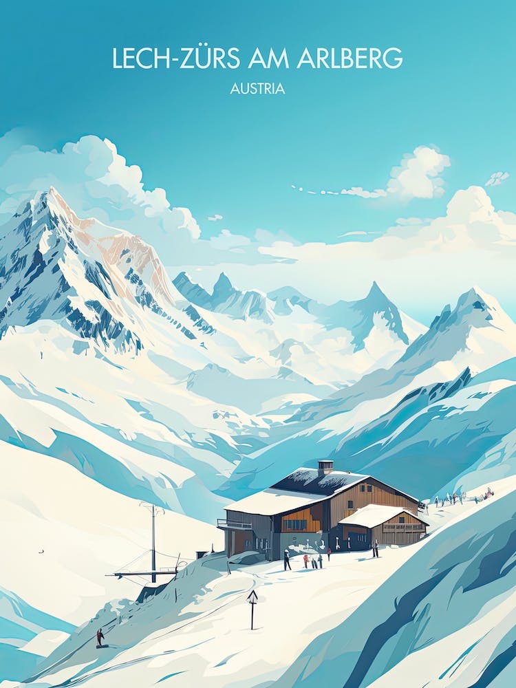Poster Of Lech Zurs Am Arlberg   Austria, Ski Resort Illustration 0