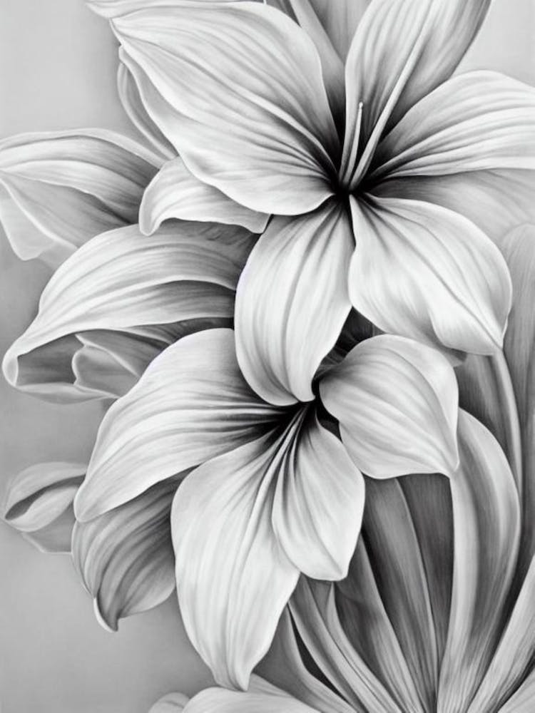 Amaryllis B&W Pencil 3 Flower