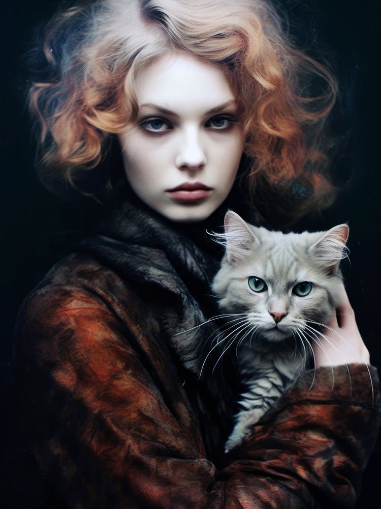 Beautiful Girl With A Cat
