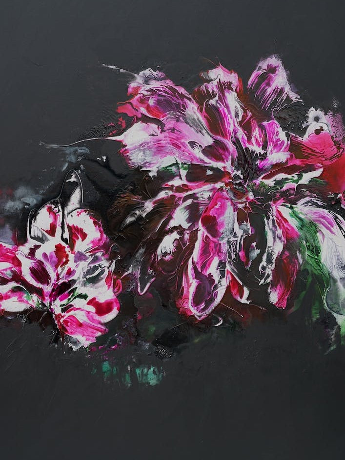 Big Red And Pink Flower Black Background