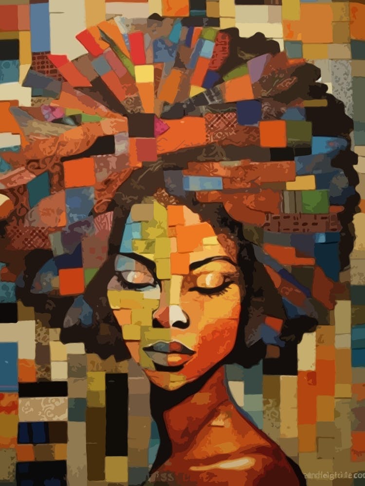 Afro Patchwork Portrait 3 Art Print by AfroFusion – Fy!