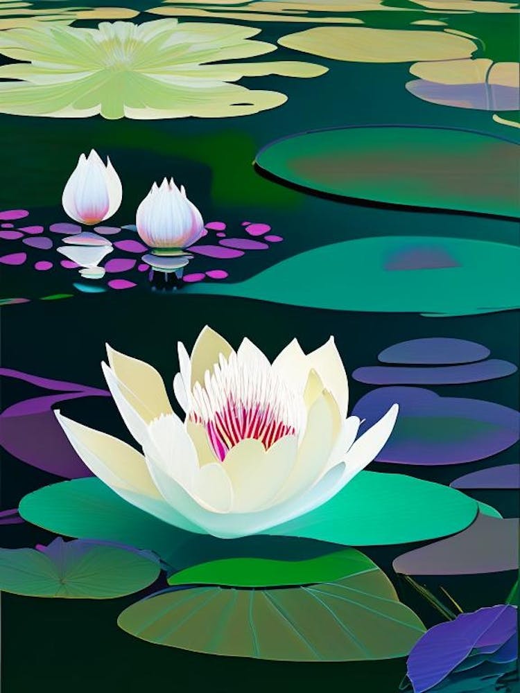 Blooming Lotus Flower In Lake Fauvism Matisse 1