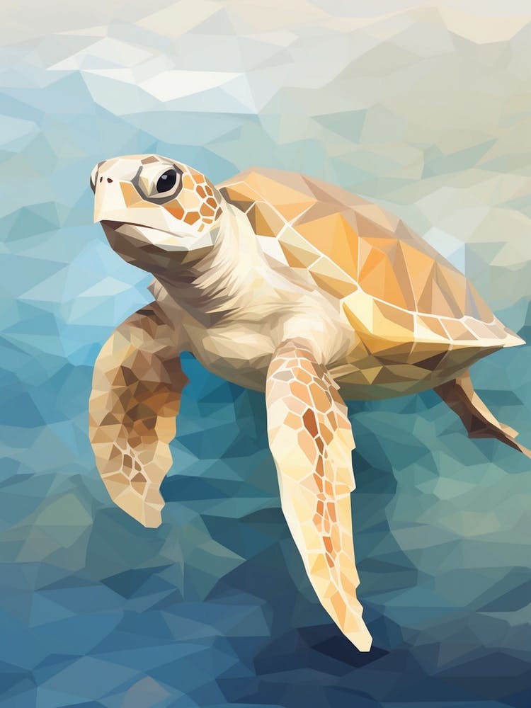 Geometric Blue Turtle