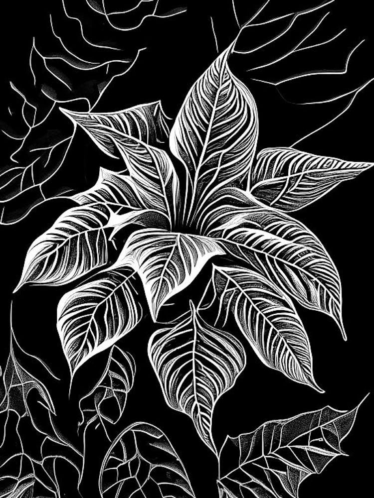Poinsettia Leaf Linocut 3