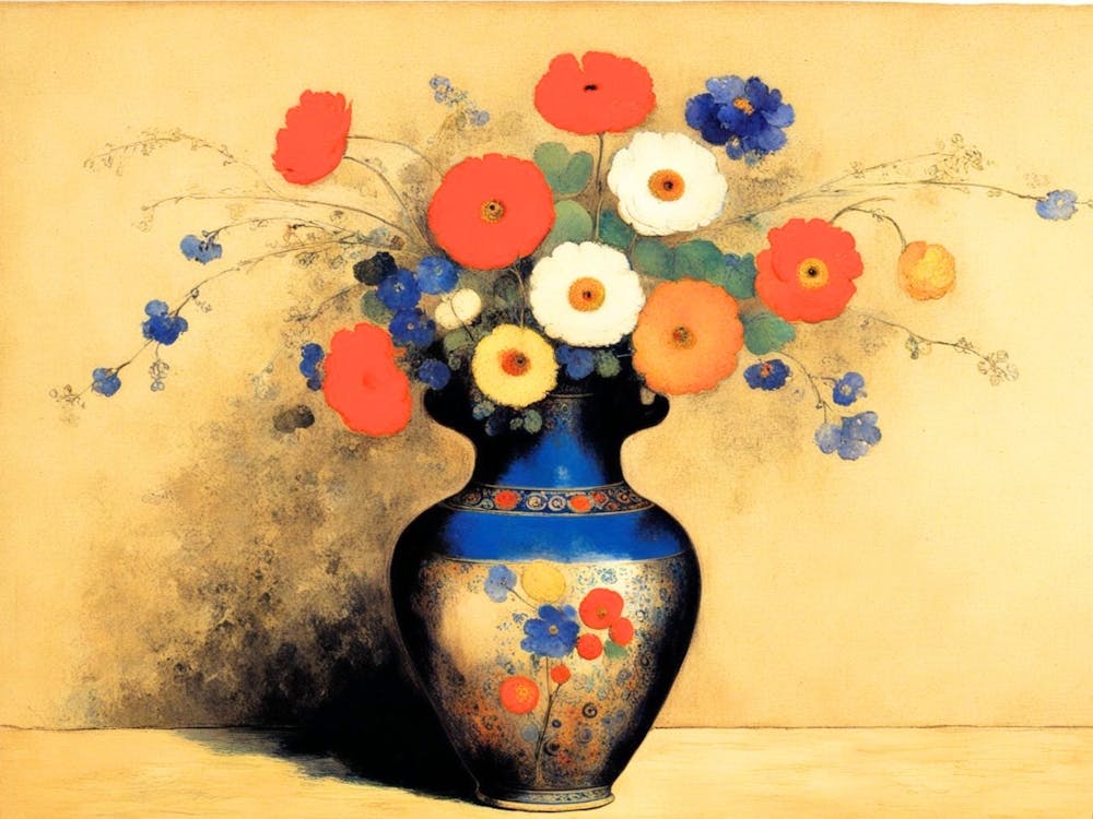 Flowers In A Blue Vase 3