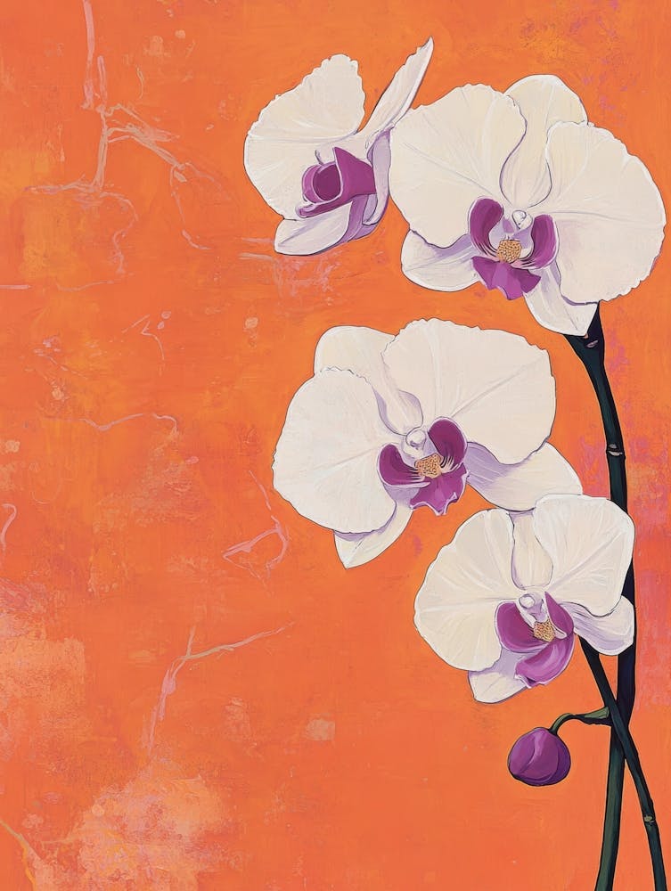 Orchids On An Orange Background