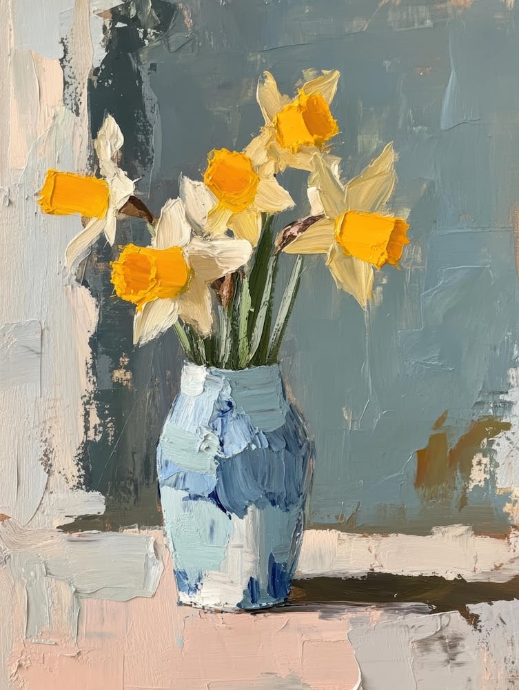 Daffodils In A Blue Vase 2