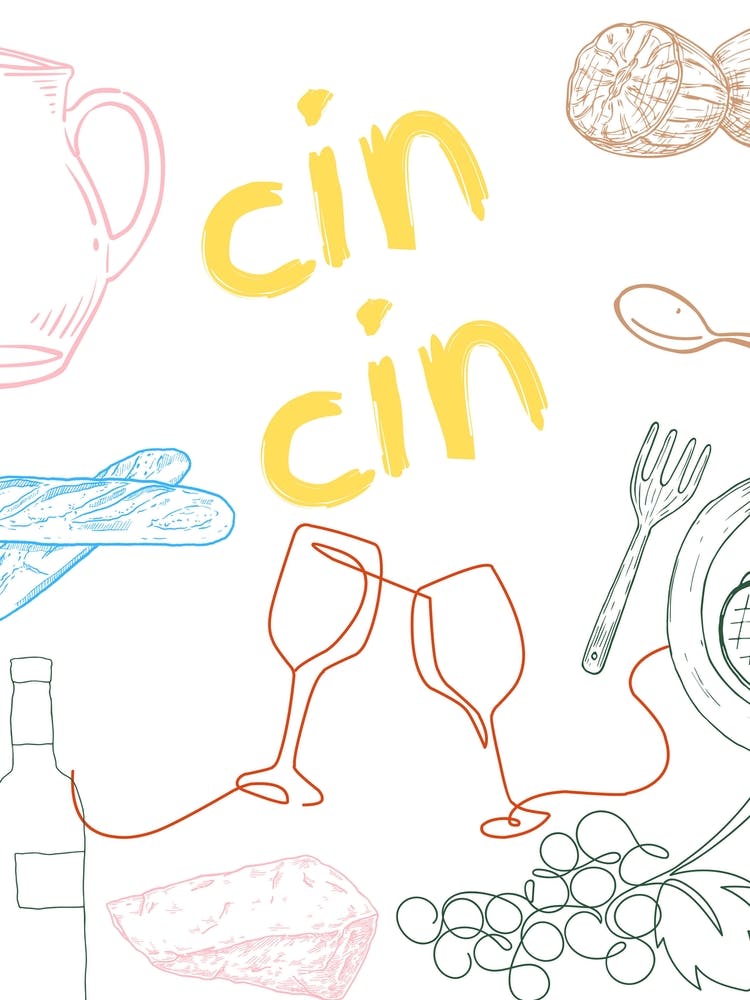 Cin Cin Kitchen Poster Colour