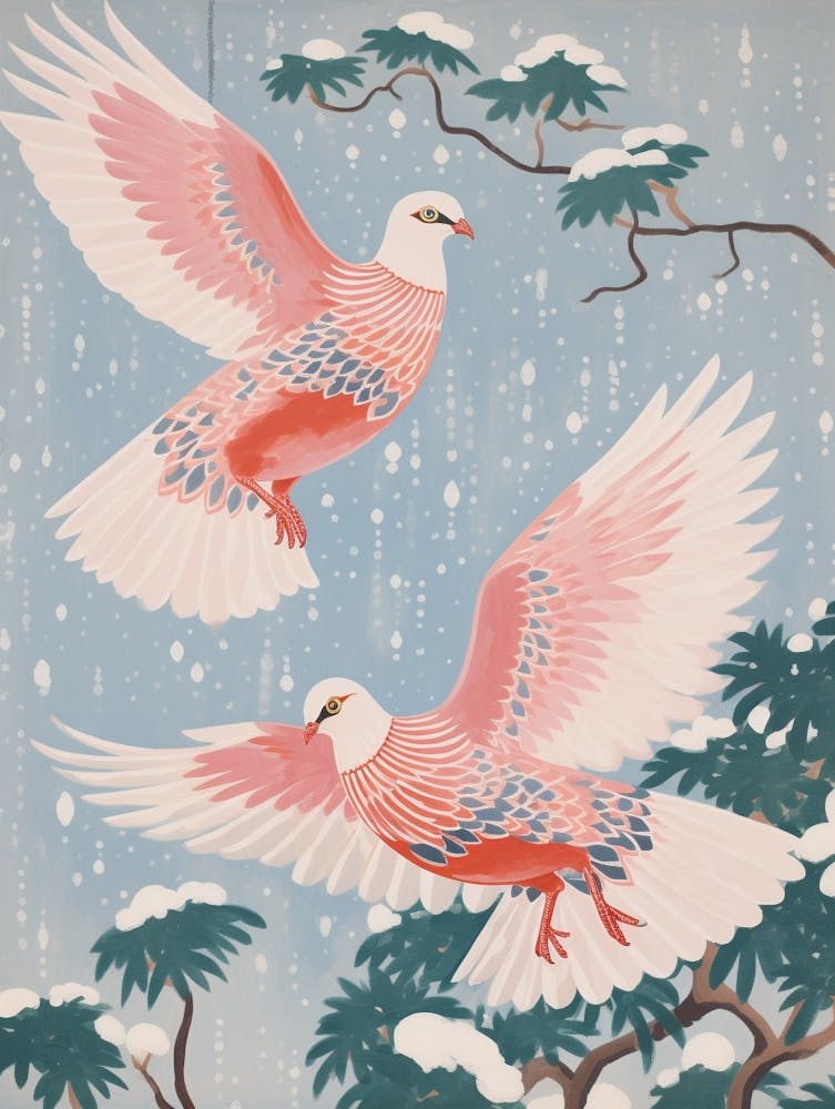 Vintage Japanese Inspired Bird Print Partridge 1