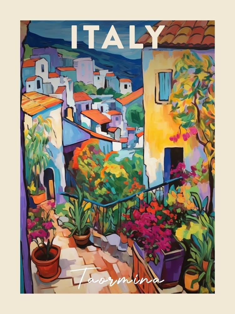 Taormina Italy 3 Fauvist Painting Travel Poster
