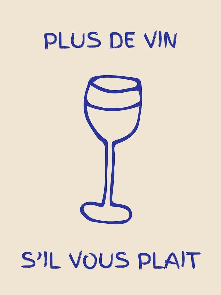 Wine Glass Kitchen Poster Blue