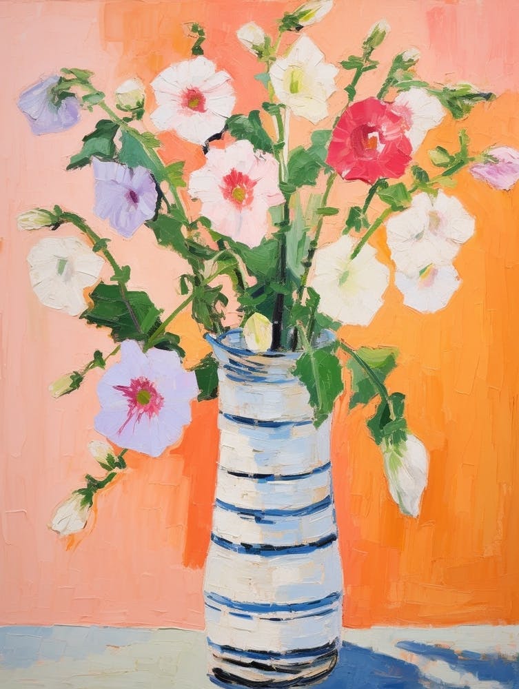 Flower Painting Fauvist Style Hollyhock 4