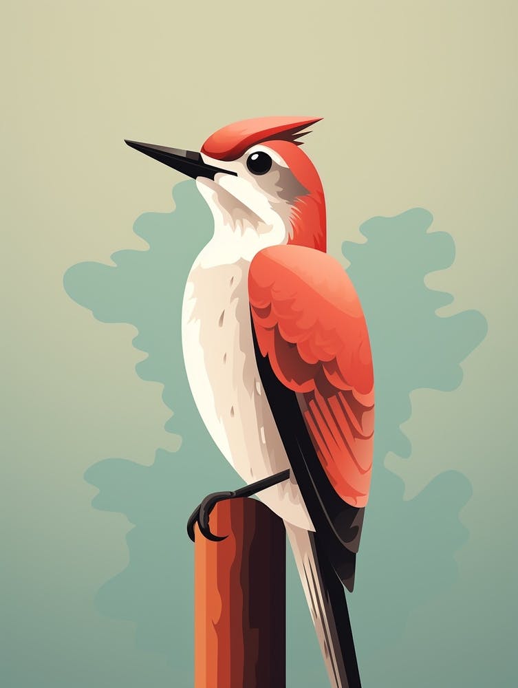 Minimalist Woodpecker 2 Illustration