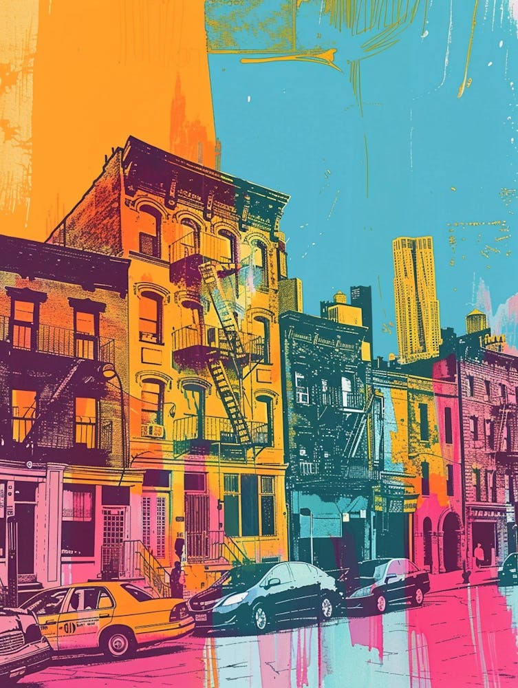 Lower East Side New York Colourful Silkscreen Illustration 4