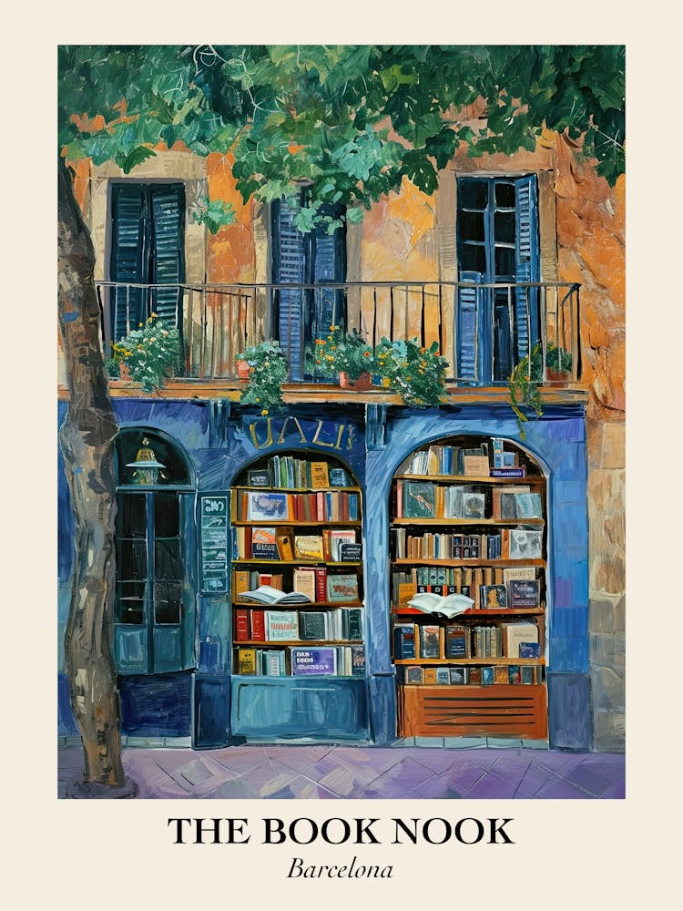 Barcelona Book Nook Bookshop 4 Poster