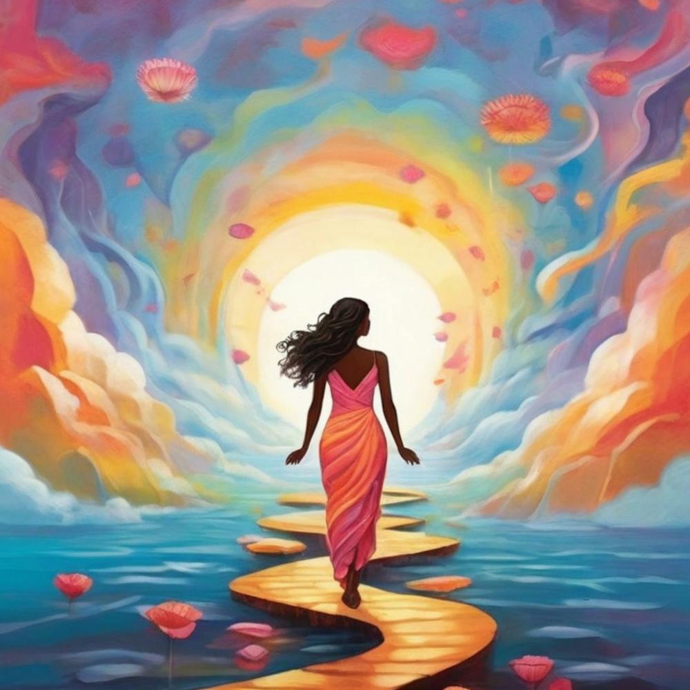Woman Walking On A Path