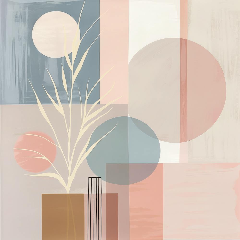 Pastel Geometry: Abstract Botanical Fusion